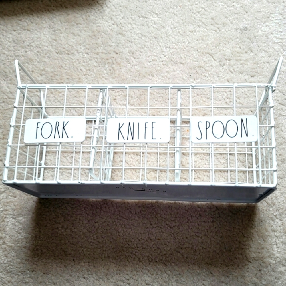Rae Dunn Rustic 3 Section Utensil Holder: Fork, Knife, Spoon